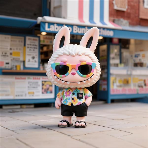 عکس لبوبو با عینک آفتابی و پیراهن هاوایی برای پوستر و تابلو دکوراتیو تابستان