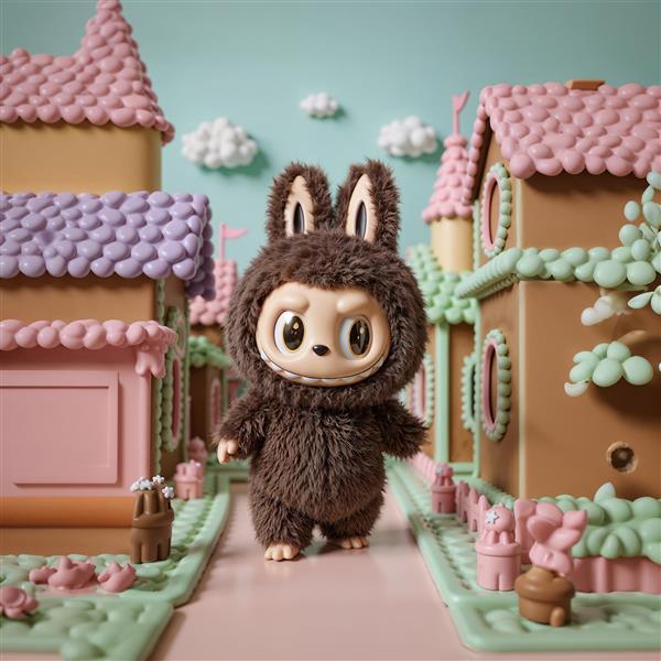 طرح لبوبو پشمالو در شهر شیرینی‌های فانتزی و رنگی برای روتختی کودک