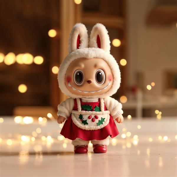 عکس فانتزی لبوبو آشپز کریسمسی با لباس قرمز برای دکوراسیون زمستان