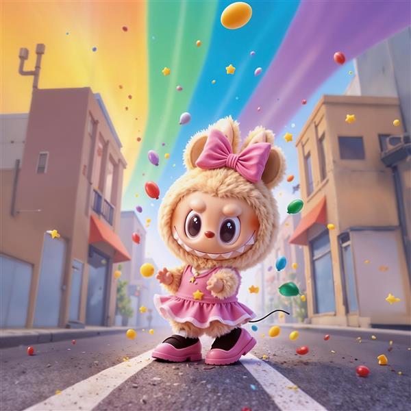 لبوبو موشی فانتزی زیر رنگین کمان برای دکور اتاق بازی کودک