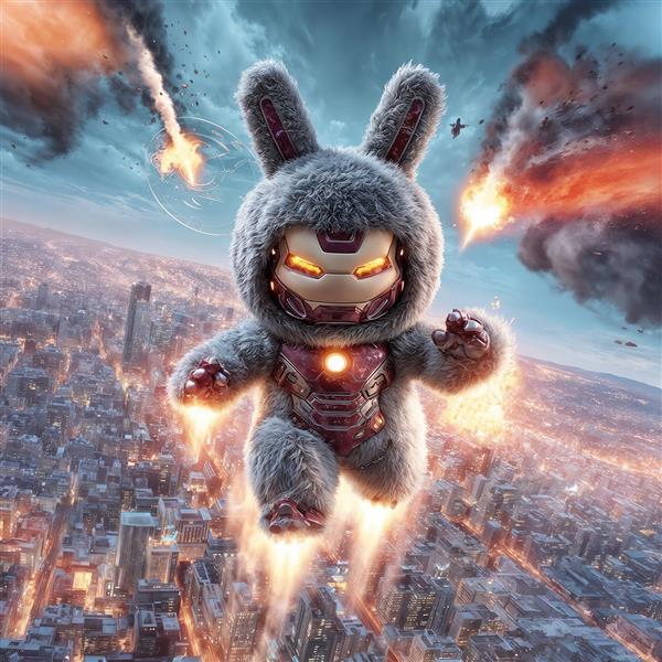 لبوبو فانتزی ربات آهنی با لباس پشمی برای چاپ باکیفیت روی تابلو