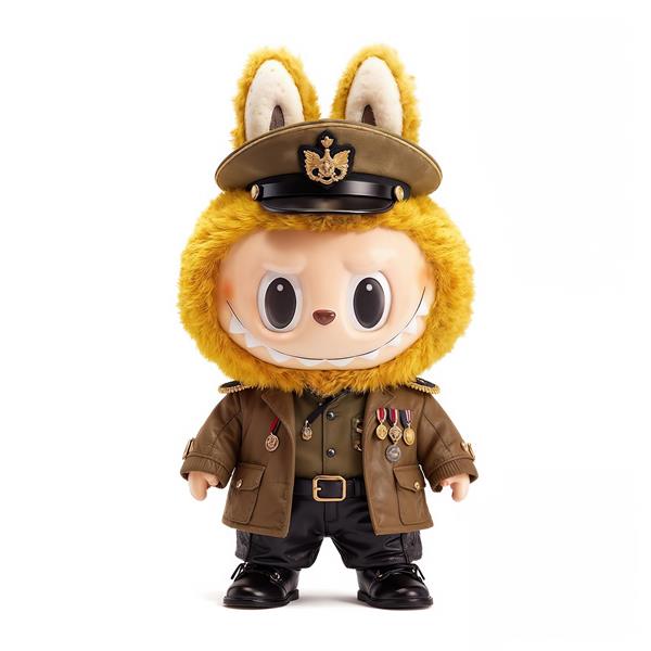 لبوبو با لباس نظامی و مدال‌های جنگی برای تابلو دکوراتیو