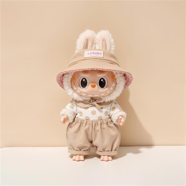 عکس عروسک لبوبو با کلاه سطلی در لباس پاییزی برای محصولات دکوراتیو