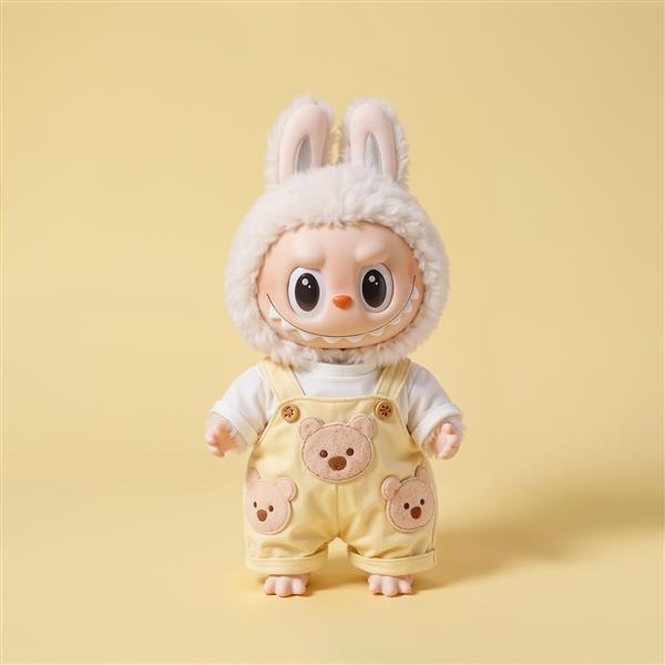 طرح عروسک لبوبو با لباس خرسی زرد برای چاپ روی کوسن و محصولات نوزادی