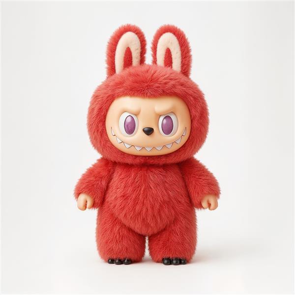 عکس استوک عروسک لبوبو پشمالوی قرمز باکیفیت برای محصولات چاپی دکوراتیو