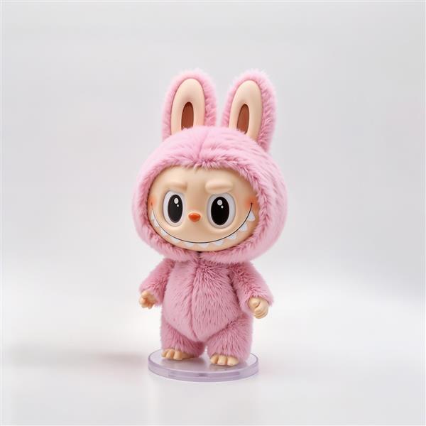 عکس استوک عروسک لبوبو پشمالوی صورتی باکیفیت برای محصولات چاپی دکوراتیو