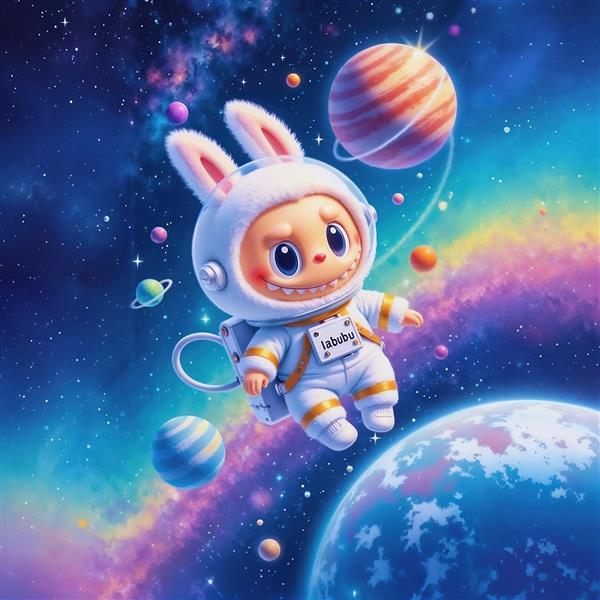 تصویر لبوبو فضانورد در کهکشان رنگارنگ فانتزی