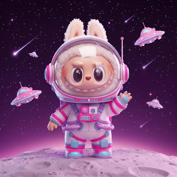 طرح فانتزی لبوبو فضانورد در فضا با یوفوها