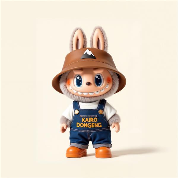 لبوبو مسافر با کلاه قهوه‌ای و سرهمی جین