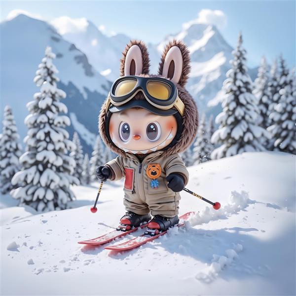 تابلو لبوبو اسکی‌باز در کوهستان برفی