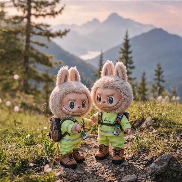 تابلو دکوراتیو دو لبوبو کوهنورد در منظره کوهستانی غروب