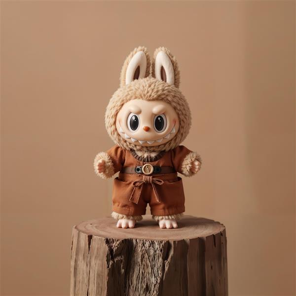 تابلو دکوراتیو لبوبو با لباس قهوه‌ای روی تنه درخت