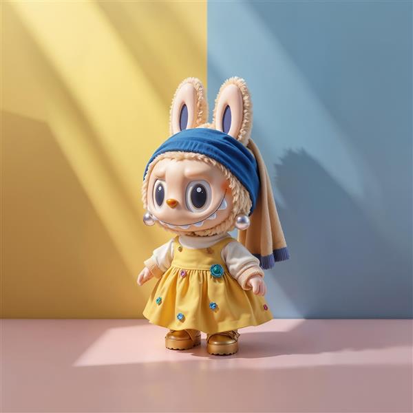 پوستر لبوبو فانتزی با لباس زرد در پس‌زمینه مینیمال