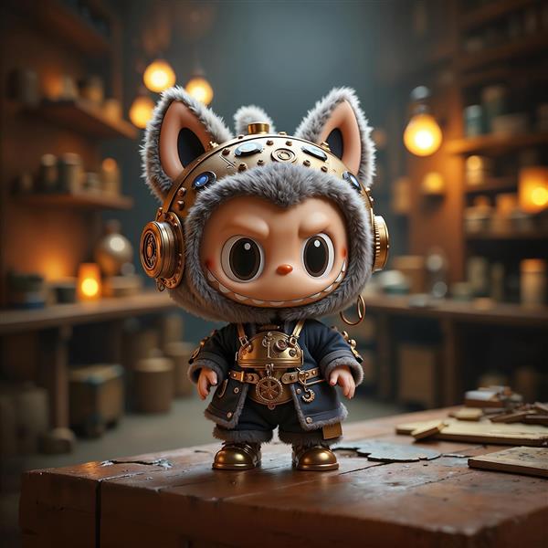 فیگور لبوبو استیم‌پانک با کلاه خلبانی در کارگاه