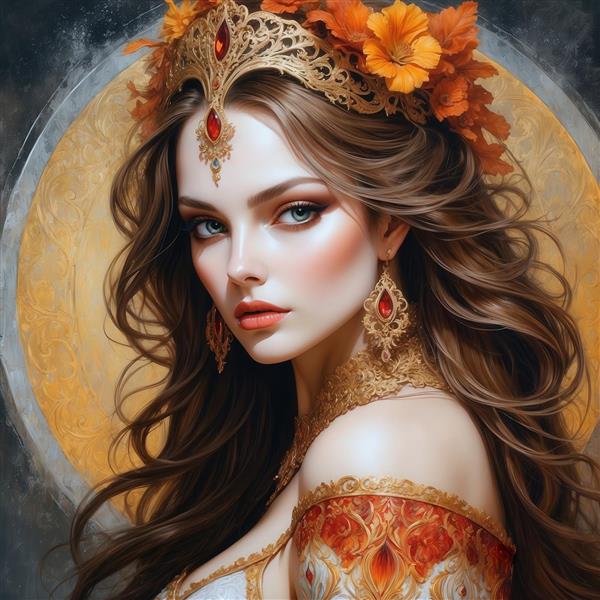 عکس ملکه با شکوه با تاج گل‌های پاییزی برای دکوراسیون نشیمن شیک