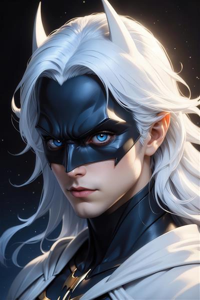 طرح بتمن یخی با نقاب مشکی و چشم آبی برای چاپ روی کوسن