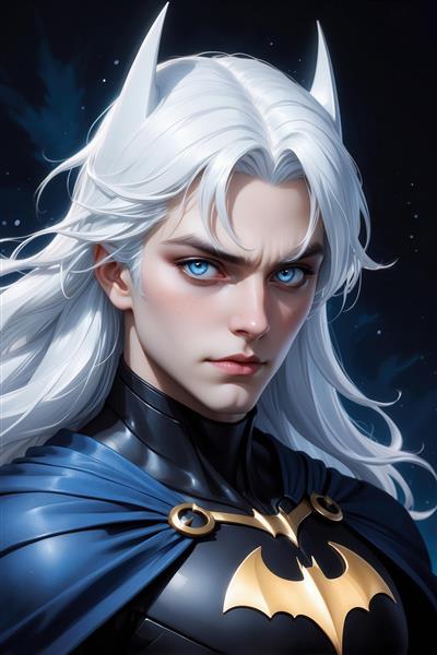 عکس بتمن یخی با شنل مشکی و لوگوی طلایی برای چاپ روی پرده