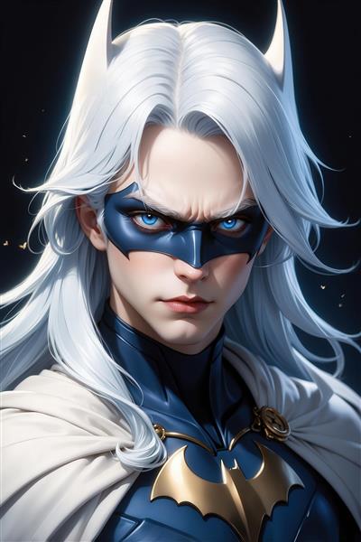 تصویر بتمن یخی نقاب‌دار سفید برای تابلو دکوراتیو اتاق نشیمن