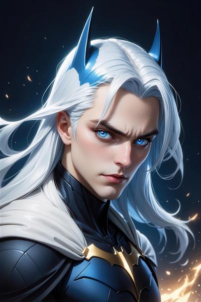 طرح بتمن یخی و سفید با شنل دراماتیک برای تابلو اتاق نوجوان