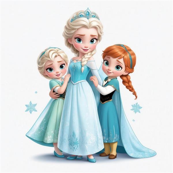 عکس السا و آنا به صورت سه‌تایی کارتونی برای چاپ روی روتختی