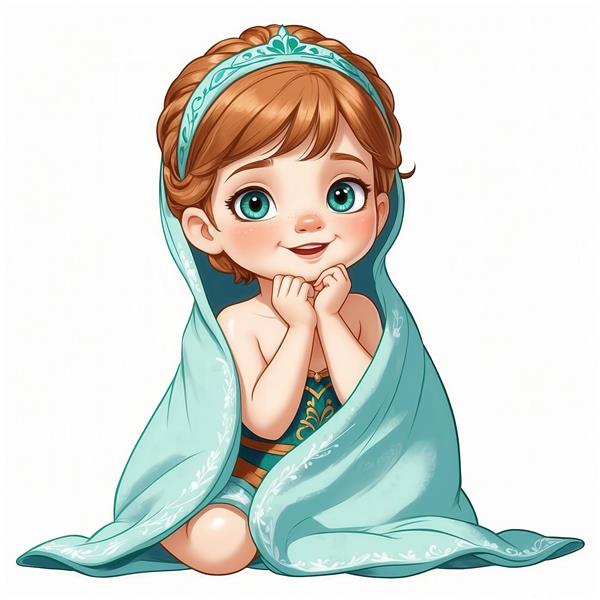 عکس آنا کودک کارتونی با تاج آبی برای پوستر دیواری اتاق بچه