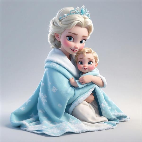 طرح السا با بچه در پتو برفی برای چاپ روی کوسن و روتختی