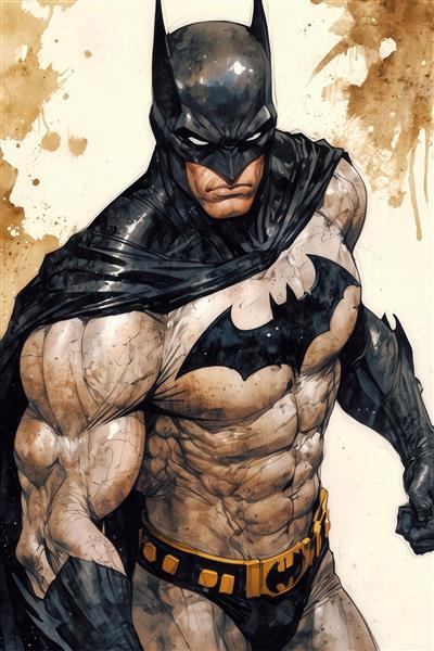 طرح بتمن با استایل آبرنگی برای چاپ روی ماگ و کوسن باکیفیت