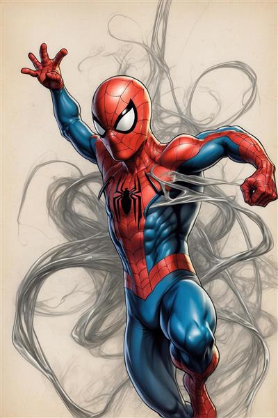 عکس اسپایدرمن در حال پریدن با تار عنکبوت برای تابلو اتاق گیمینگ