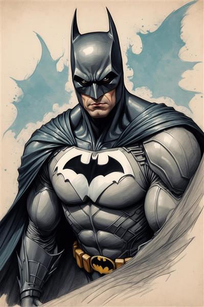 تصویر بتمن با لباس آرخام و کمربند طلایی برای تابلو اتاق نوجوان