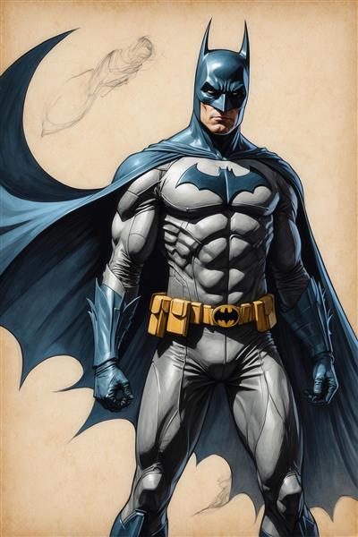 طرح بتمن با زره آبی و خاکستری برای پوستر اتاق گیمینگ و نوجوان