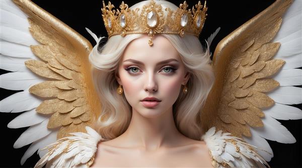 طرح پرتره ملکه فرشته با موی سفید پلاتینیوم برای پوستر چاپی