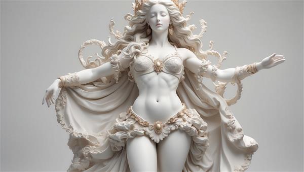 عکس مجسمه زن با تاج و لباس نیم‌تنه برای پوستر دیواری مدرن