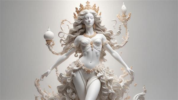 تصویر الهه با تاج و لباس رقصان برای چاپ روی روتختی