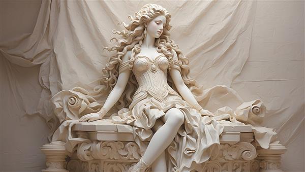 تصویر زن نشسته با لباس مجلل برای پوستر دکوراتیو اتاق نشیمن