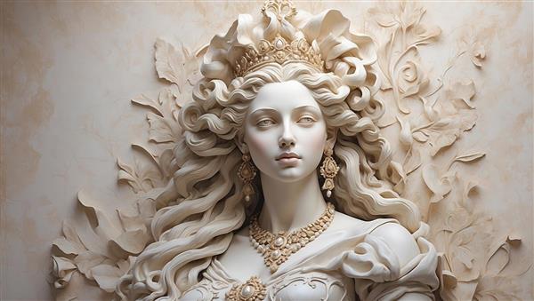 عکس پرتره زن با تاج گل و گردنبند طلایی برای چاپ روی کوسن