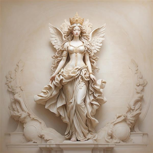 عکس فرشته بالدار با تاج برای پوستر سه بعدی دکوراتیو کلاسیک