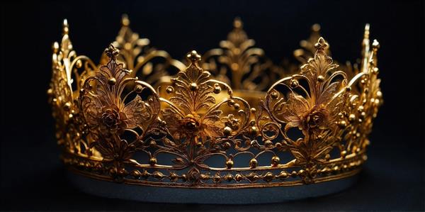 تصویر تاج پادشاهی طلایی بسیار براق و لوکس برای تابلو دیواری
