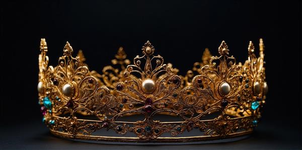 طرح تاج طلایی سلطنتی با نگین فیروزه‌ای کوچک برای پوستر دیواری لوکس