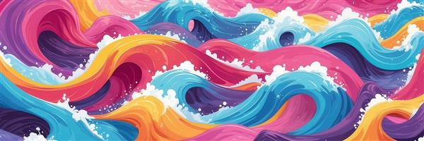 تصویر انتزاعی امواج رنگین‌کمانی مناسب چاپ روی کوسن و ماگ