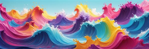 تصویر انتزاعی موج‌های رنگی با تم شاد برای پرده و پوستر کودکانه