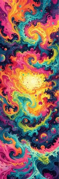 طرح انتزاعی گرداب رنگارنگ کهکشانی مناسب چاپ عریض عمودی