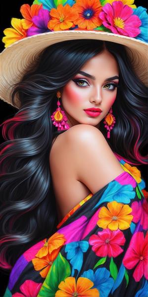 عکس پرتره زن با گوشواره‌های آویز برای چاپ روی پرده