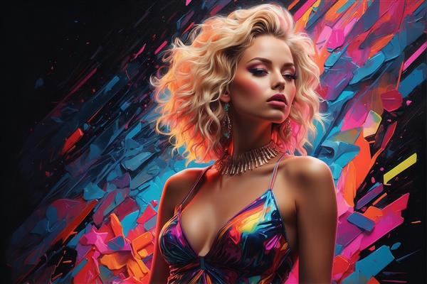 عکس پرتره زن مو کوتاه بلوند با گردنبند براق برای چاپ روی ماگ