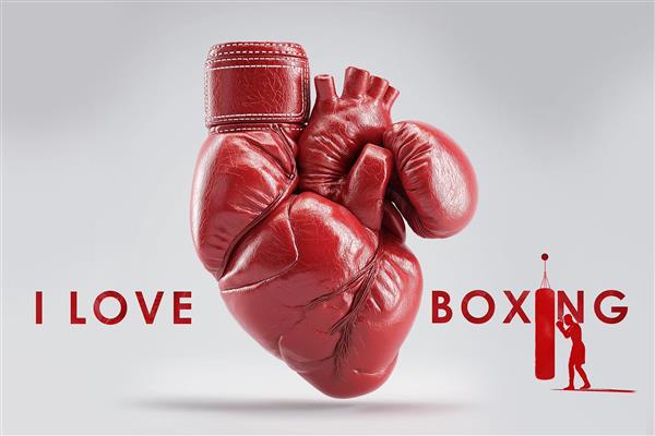 پوستر دیواری سه بعدی بوکس و نوشته من بوکس رو دوست دارم