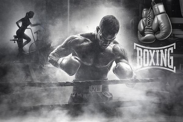 پوستر دیواری بوکس و بوکسور حرفه ای محو و تصویر سازی جذاب مناسب دکور