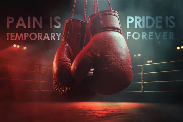 پوستر دیواری بوکس طراحی شده بصورت انگیزشی و سه بعدی با دستکش قرمز بوکس