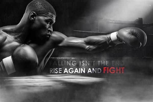 پوستر دیواری 3d بوکس و بوکسور حرفه ای با نوشته انگیزشی خاص