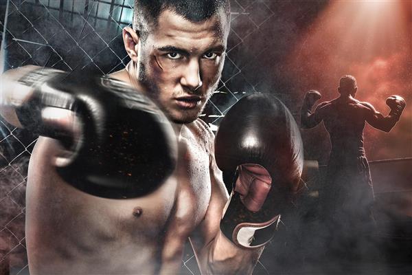 پوستر دیواری سه بعدی کیک بوکس و بوکسور قدرتمند