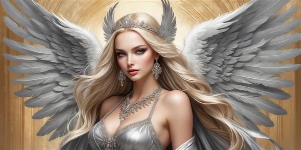 طرح پرتره فرشته زن مو طلایی برای چاپ کوسن لوکس
