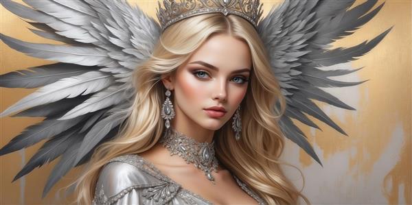 طرح پرتره فرشته بلوند باکیفیت برای تابلو دکوراتیو پذیرایی